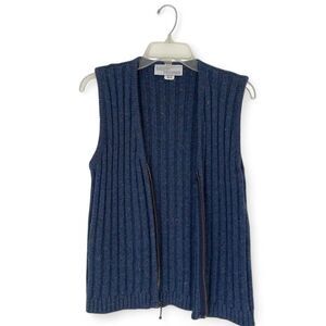 Men's Sweater Exchange navy blue zip up sweater vest Size Medium